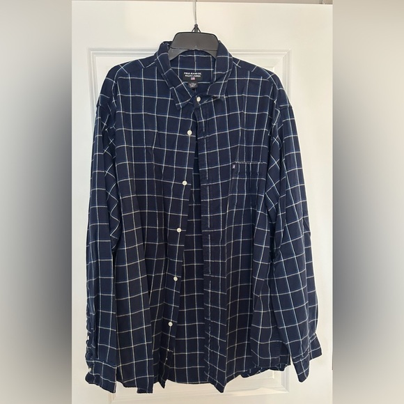 Ralph lauren polo Jean XXL Mens Button Up Long Sleeve Shirt flannel plaid blue - Picture 1 of 7